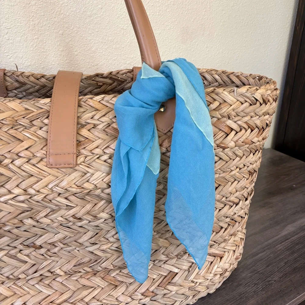 Two-Tone Blue and Sea Green Scarf